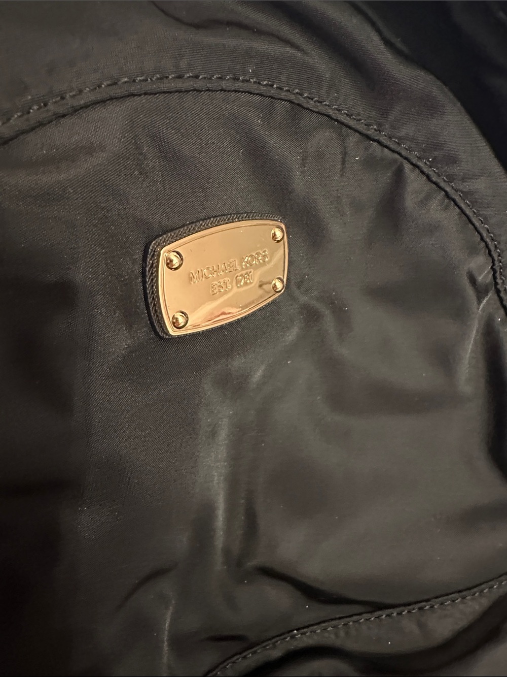 Michael Kors Black Nylon Backpack with Gold Accent Plate - Picture 2 of 4